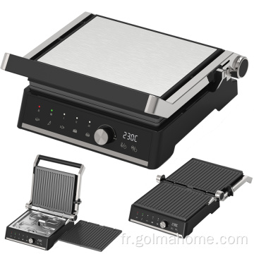 En acier inoxydable BBQ Grill Non-Stick Sangeless Electric Contact Grill Plat Healthy Griddle Grill